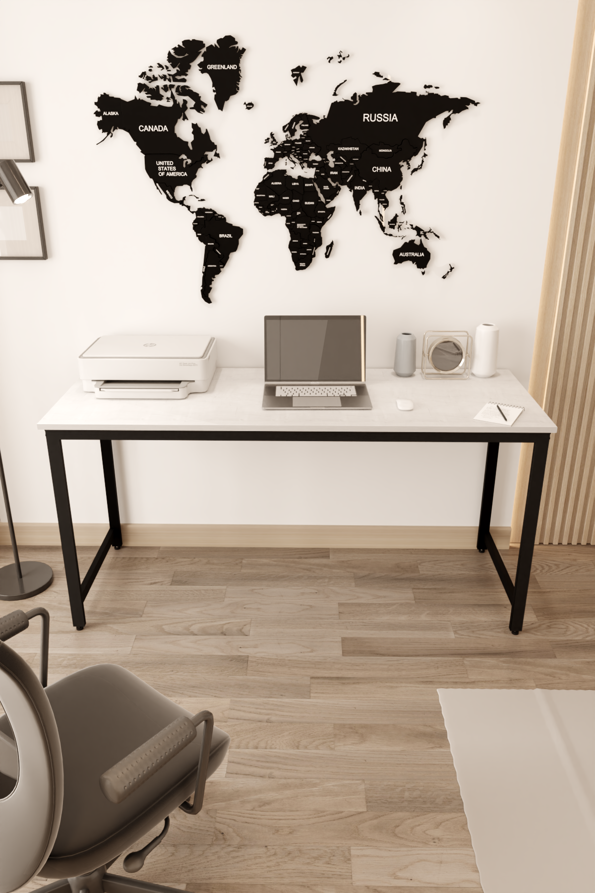 Flinder Çalışma Masası Bilgisayar Masası Ofis Masası 60x160 | Beyaz – Siyah Ayak