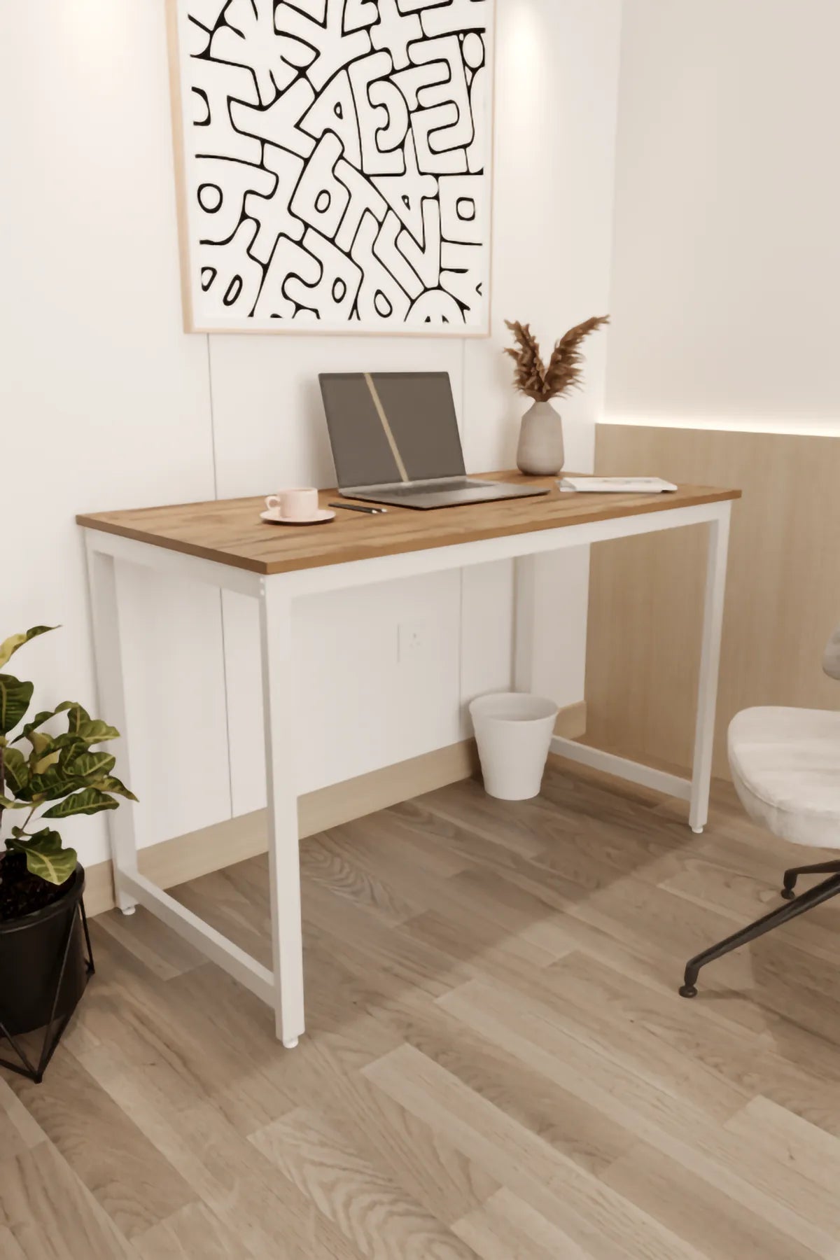 Çalışma Masası Bilgisayar Masası Ofis Masası 60x120 | Atlantik Çam – Beyaz Ayak