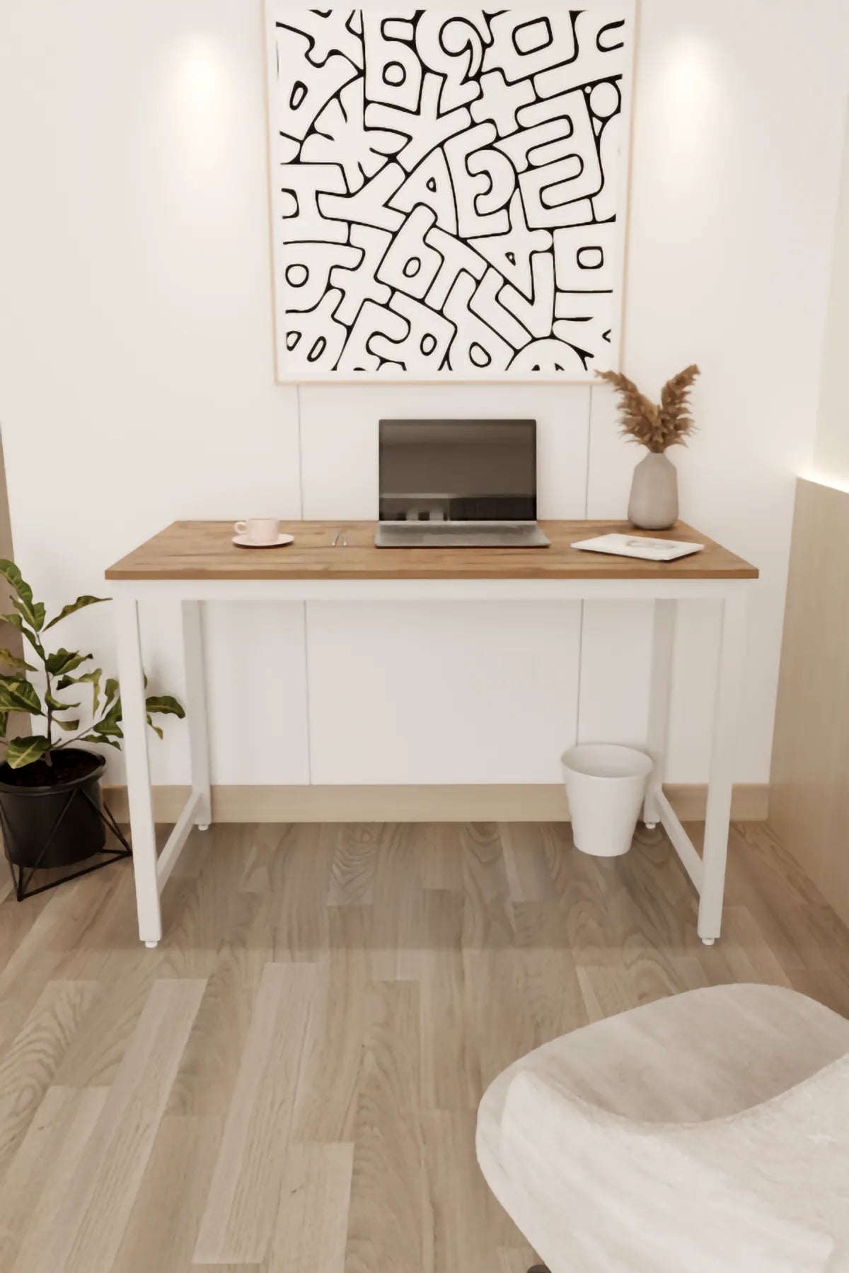 Çalışma Masası Bilgisayar Masası Ofis Masası 60x120 | Atlantik Çam – Beyaz Ayak