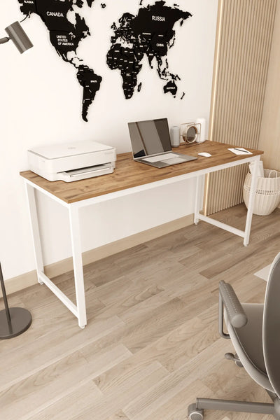 Çalışma Masası Bilgisayar Masası Ofis Masası 60x160 | Atlantik Çam – Beyaz Ayak