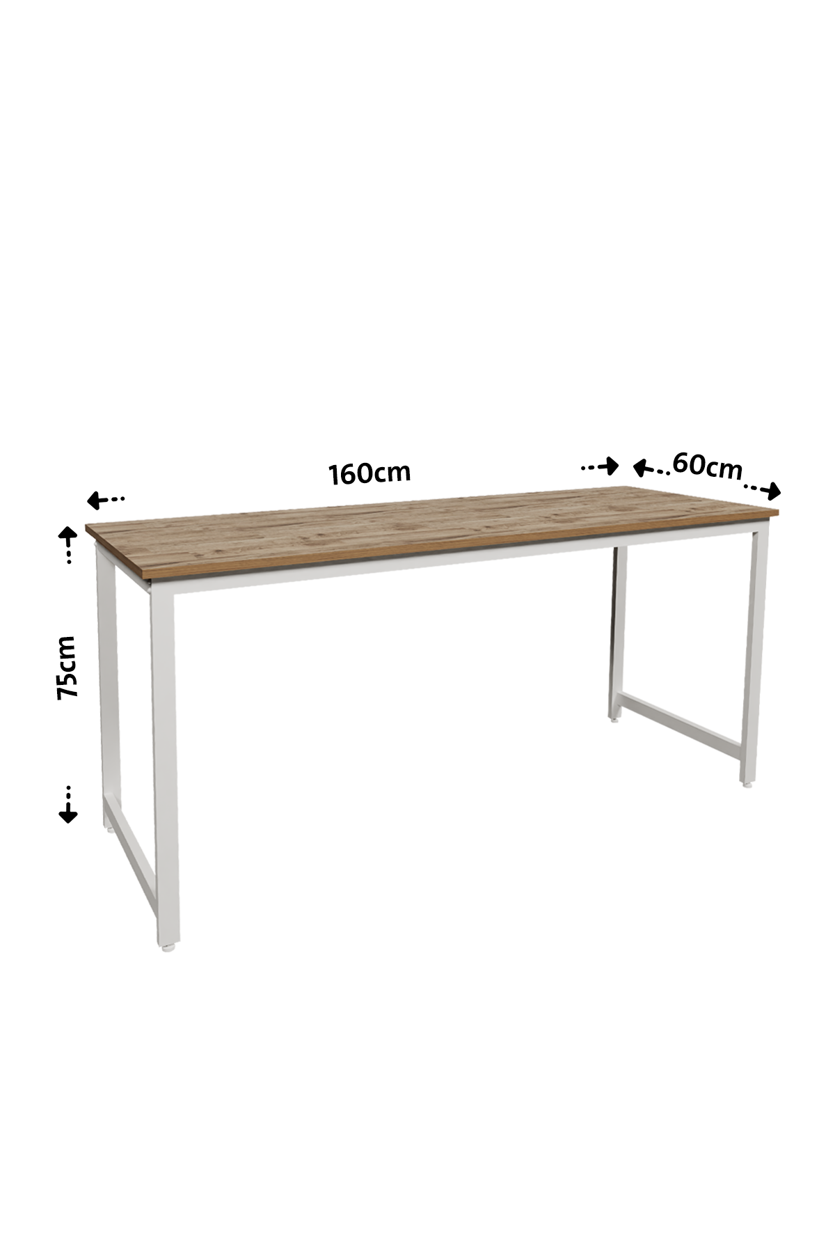 Flinder Çalışma Masası Bilgisayar Masası Ofis Masası 60x160 | Atlantik Çam – Beyaz Ayak