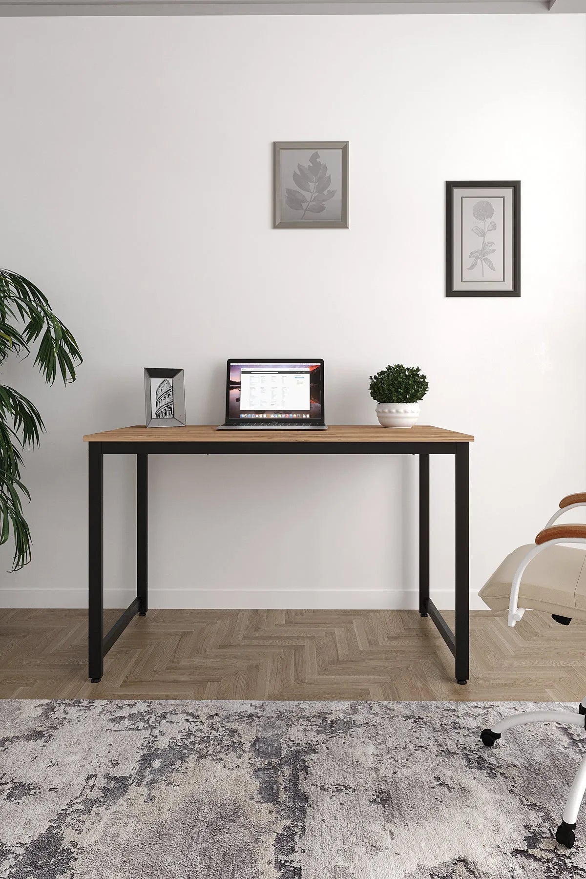 Çalışma Masası Bilgisayar Masası Ofis Masası 60x120 | Atlantik Çam – Siyah Ayak