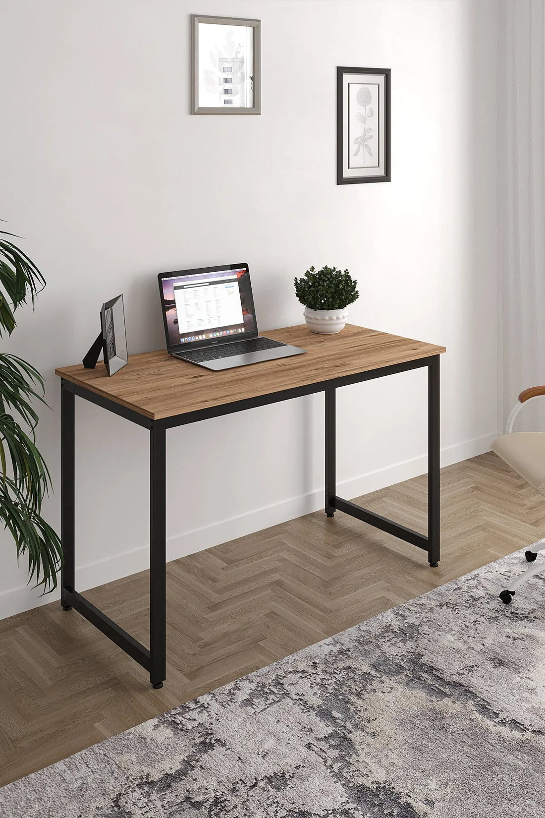 Çalışma Masası Bilgisayar Masası Ofis Masası 60x120 | Atlantik Çam – Siyah Ayak