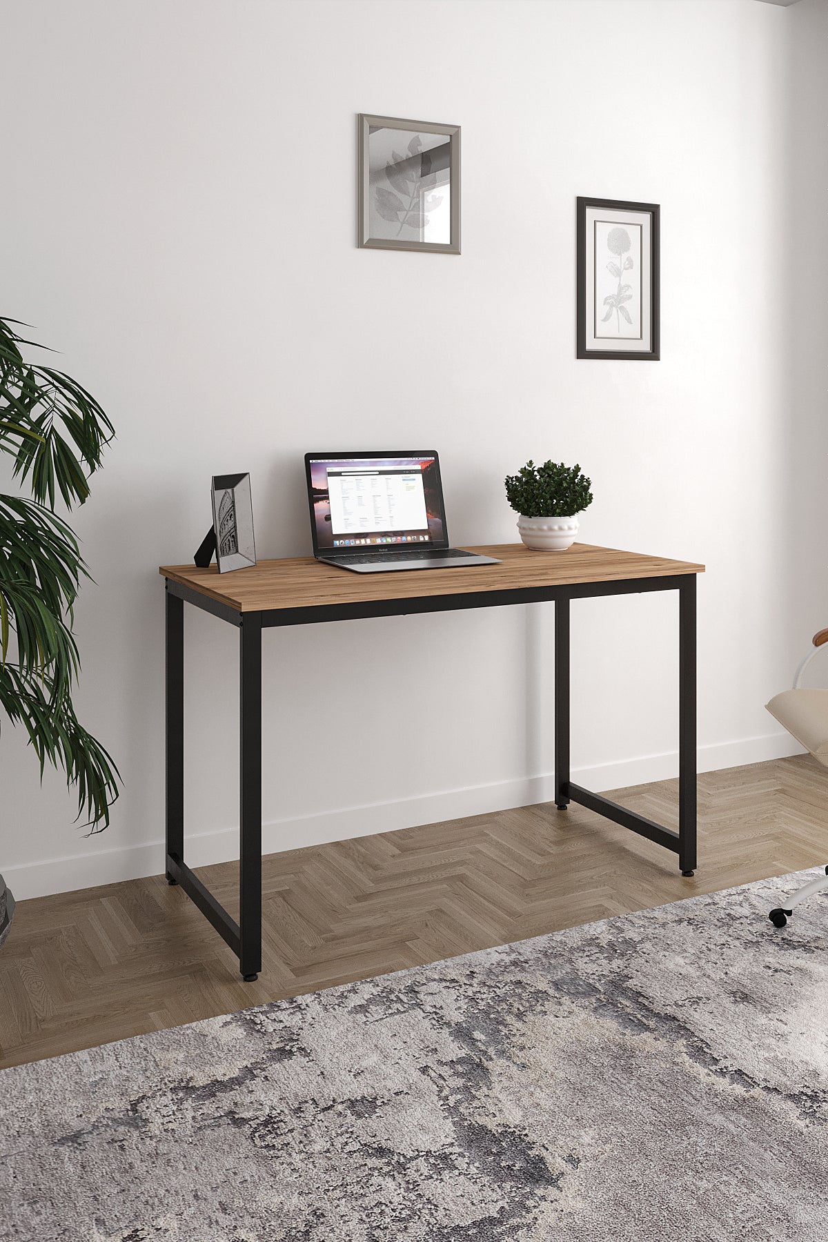Flinder Çalışma Masası Bilgisayar Masası Ofis Masası 60x120 | Atlantik Çam – Siyah Ayak