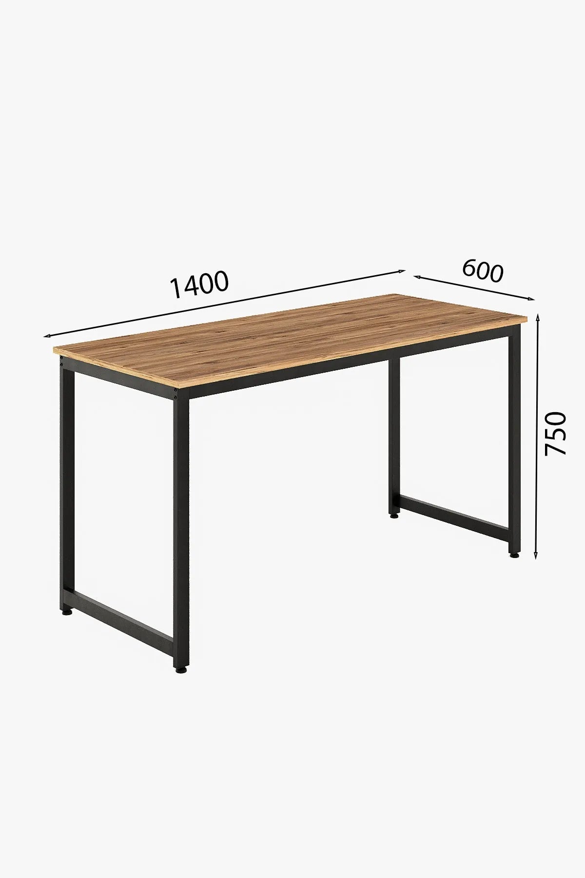 Çalışma Masası Bilgisayar Masası Ofis Masası 60x140 | Çam – Siyah Ayak