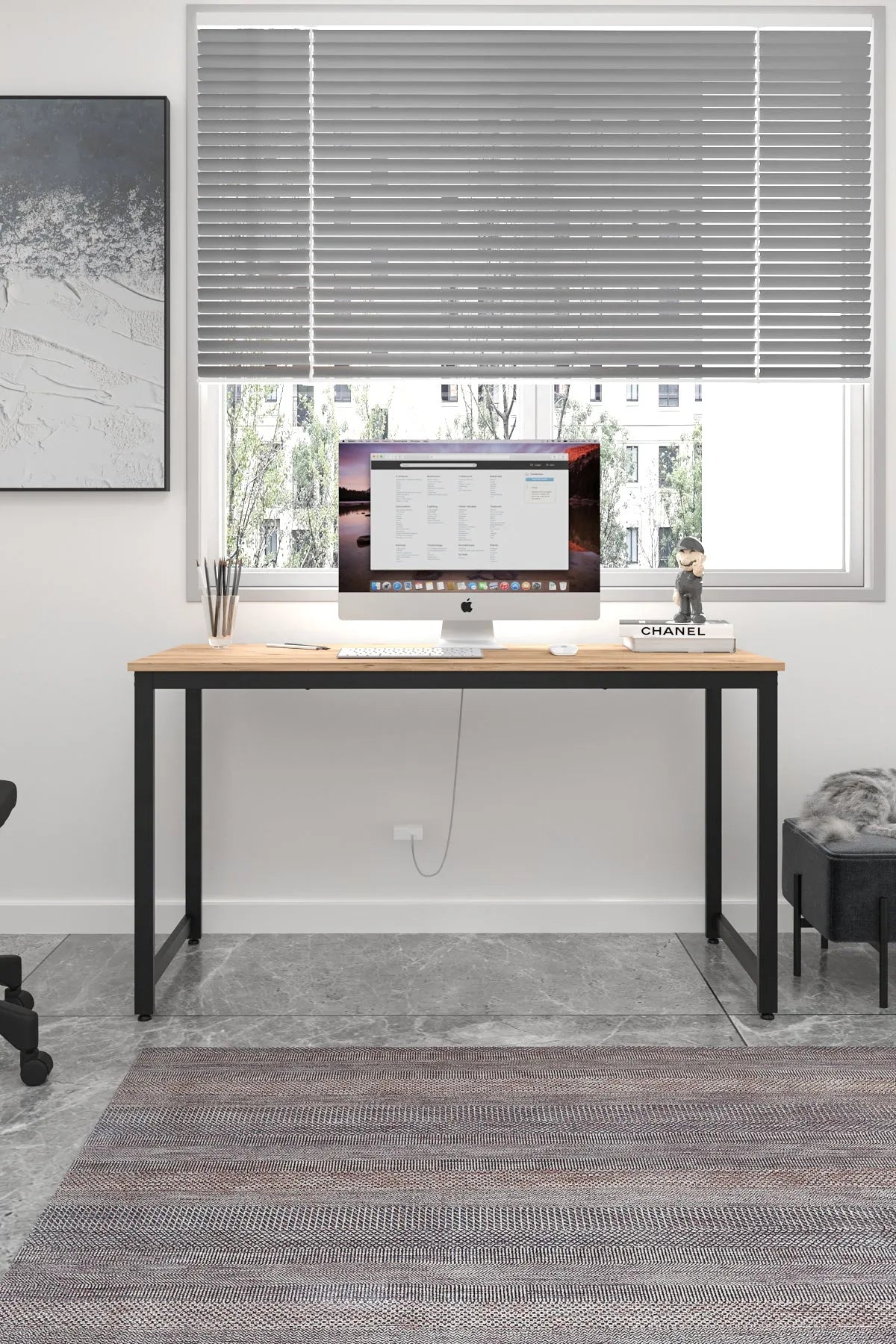 Çalışma Masası Bilgisayar Masası Ofis Masası 60x140 | Çam – Siyah Ayak