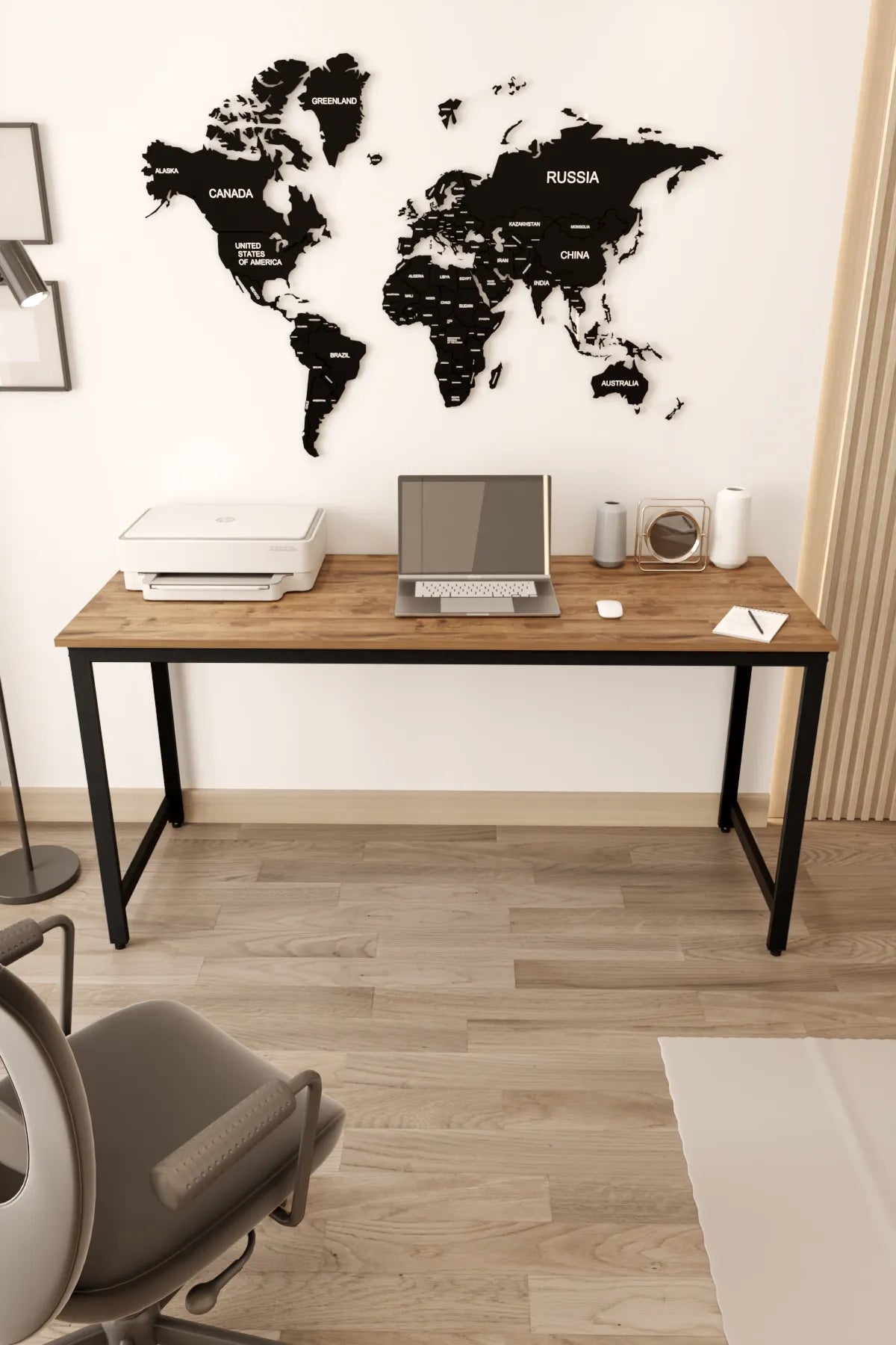 Çalışma Masası Bilgisayar Masası Ofis Masası 60x160 | Atlantik Çam – Siyah Ayak