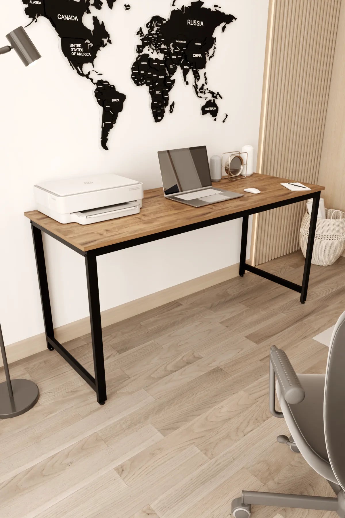 Çalışma Masası Bilgisayar Masası Ofis Masası 60x160 | Atlantik Çam – Siyah Ayak