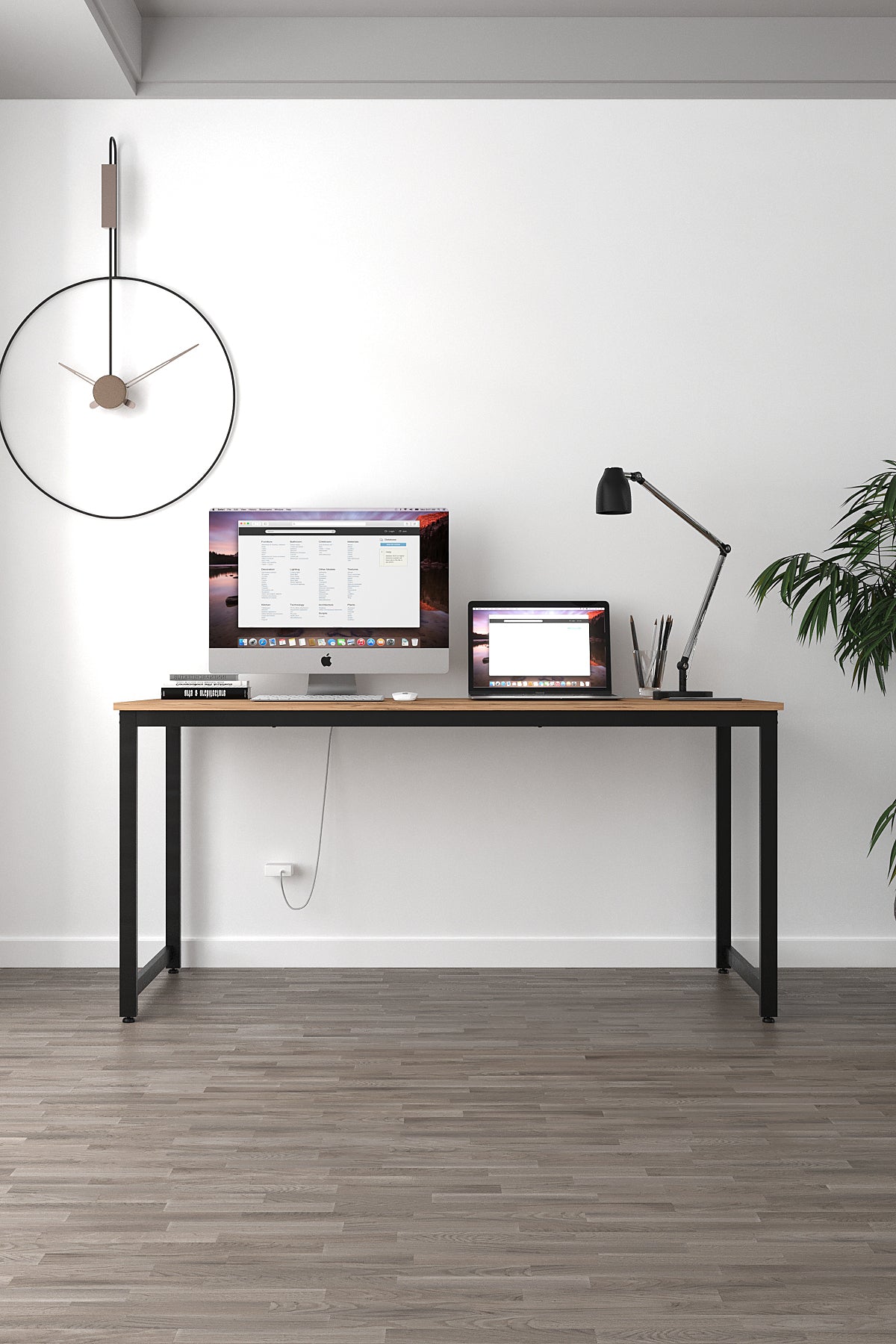 Flinder Çalışma Masası Bilgisayar Masası Ofis Masası 60x160 | Atlantik Çam – Siyah Ayak
