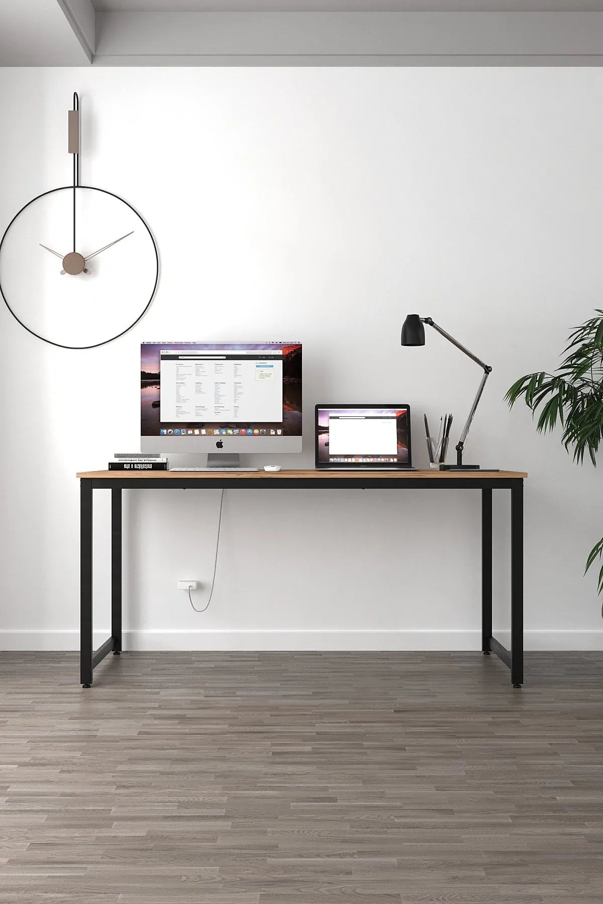 Çalışma Masası Bilgisayar Masası Ofis Masası 60x160 | Atlantik Çam – Siyah Ayak
