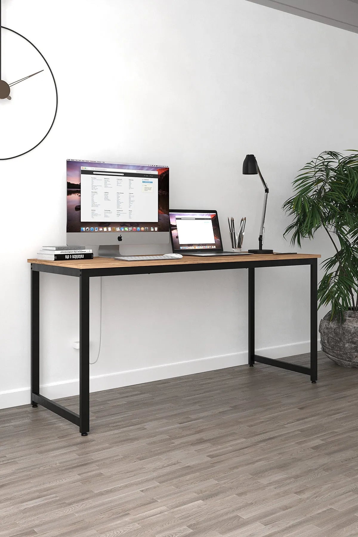 Çalışma Masası Bilgisayar Masası Ofis Masası 60x160 | Atlantik Çam – Siyah Ayak