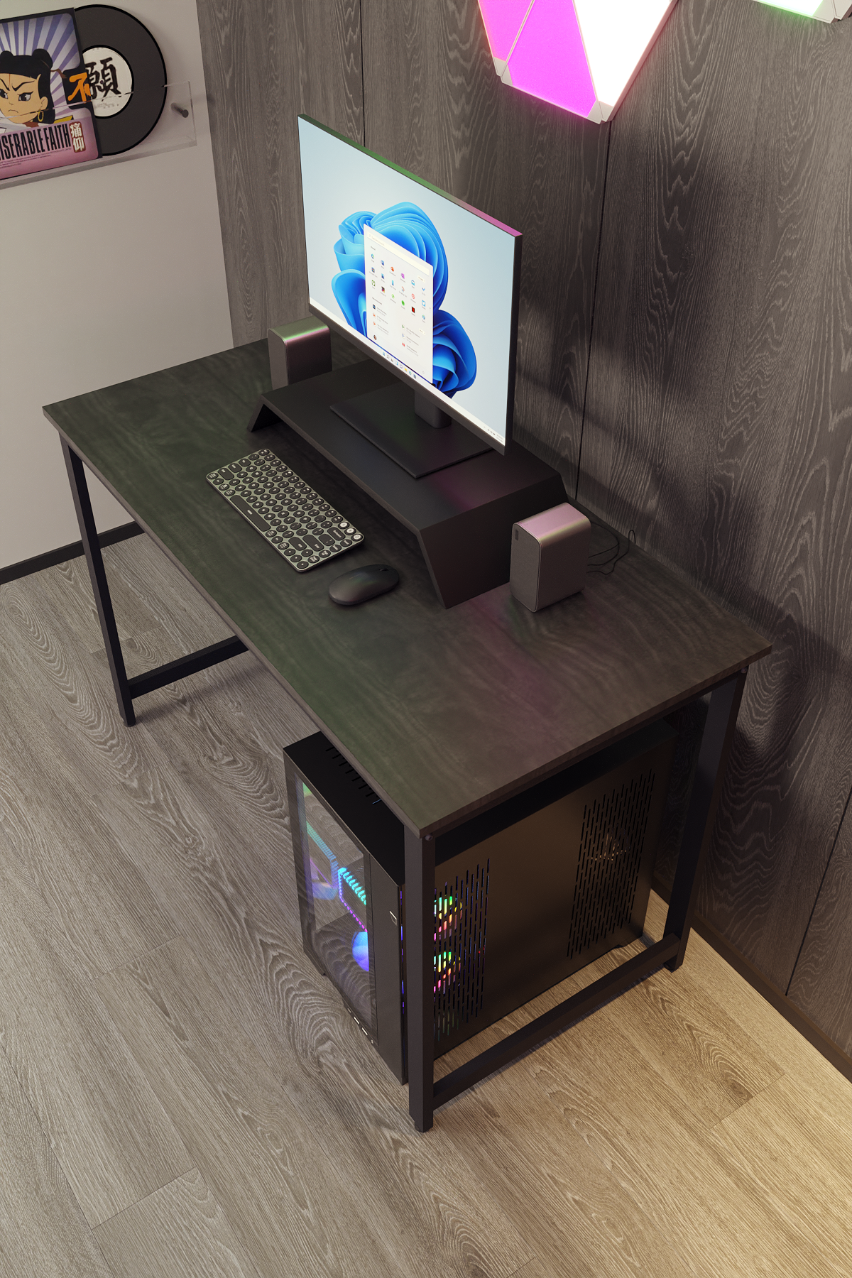Flinder Oyuncu Masası Bilgisayar Masası Gaming Masa 60x120 | Siyah Gamer Masası