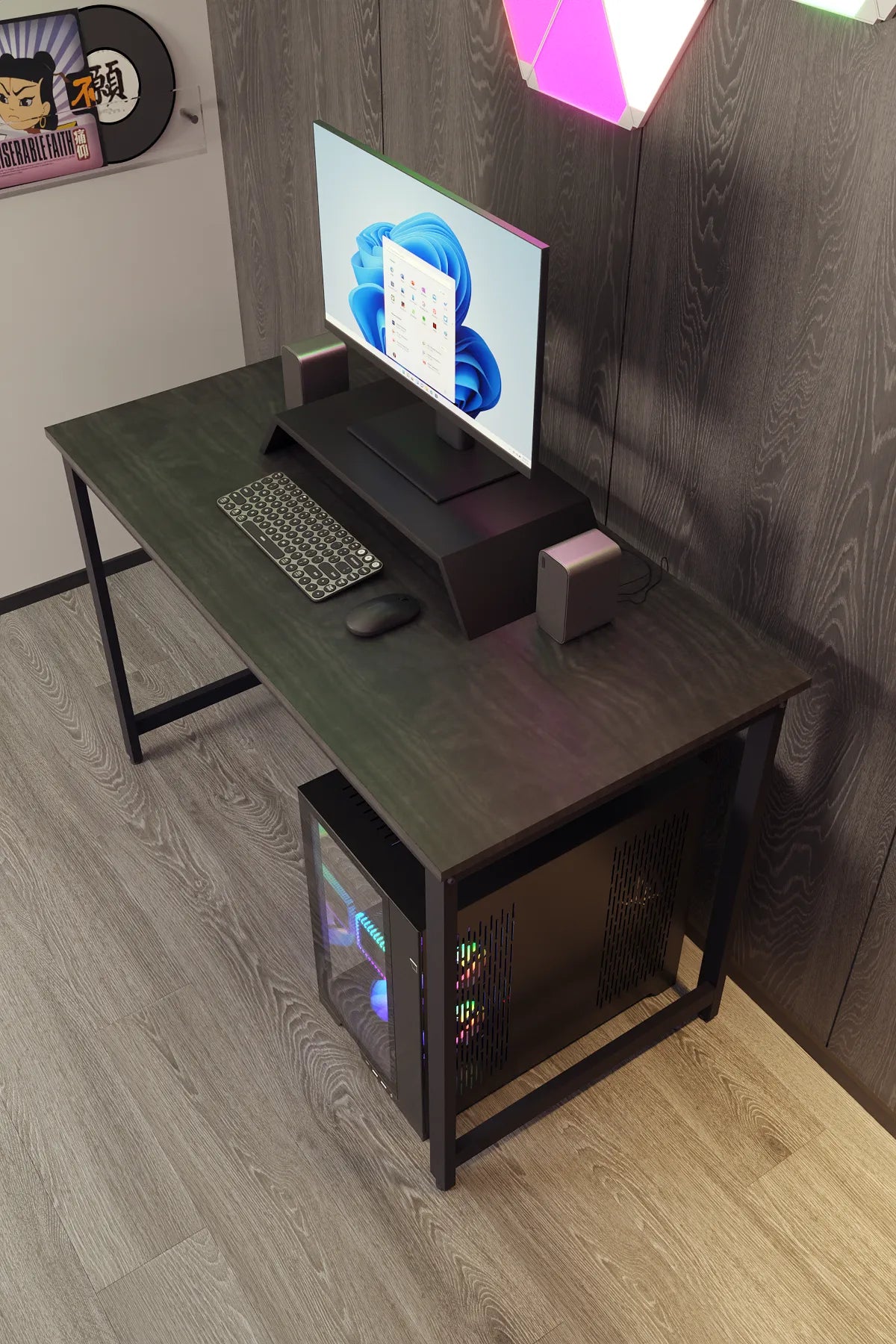 Oyuncu Masası Bilgisayar Masası Oyun Masası 60x120 | Siyah Oyuncu Masası