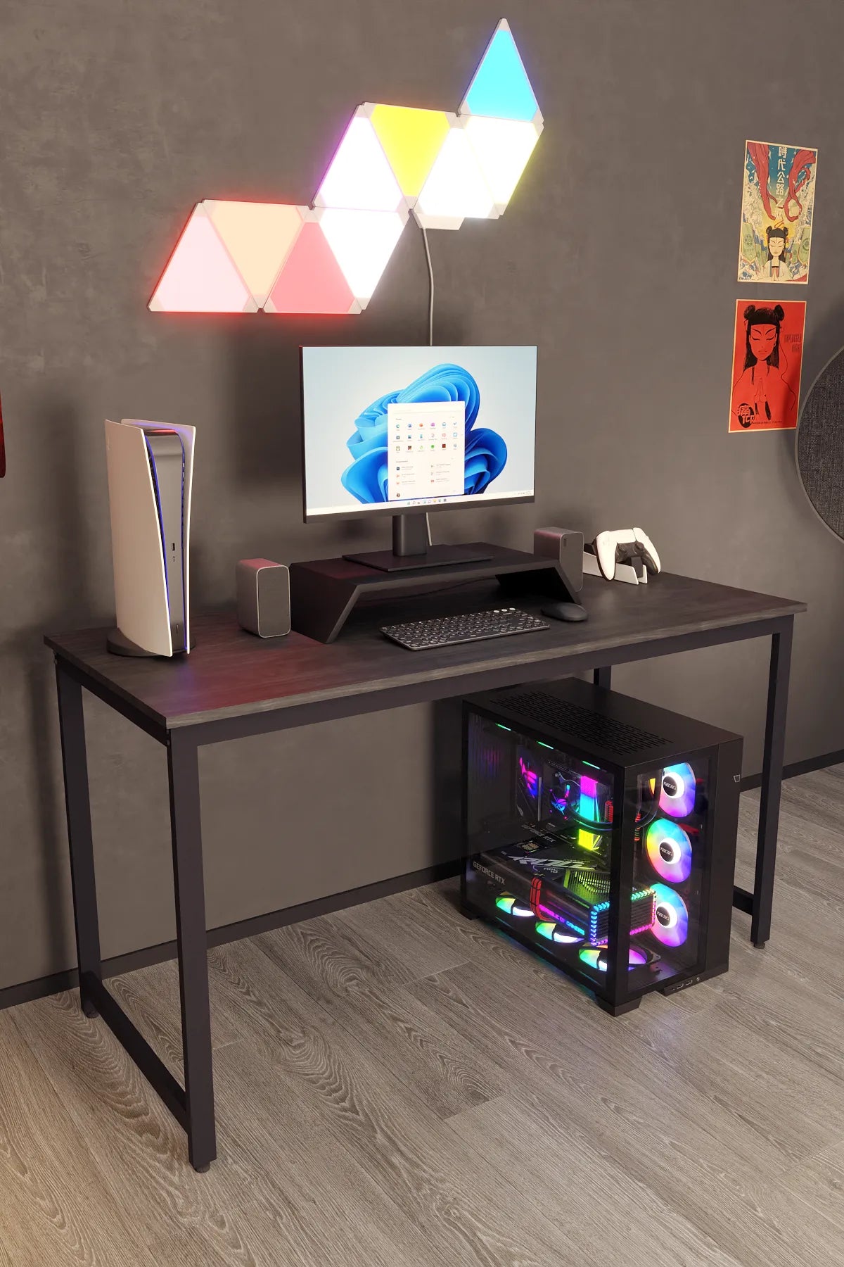 Oyuncu Masası Bilgisayar Masası Gaming Masa 60x140 | Siyah Gamer Masası