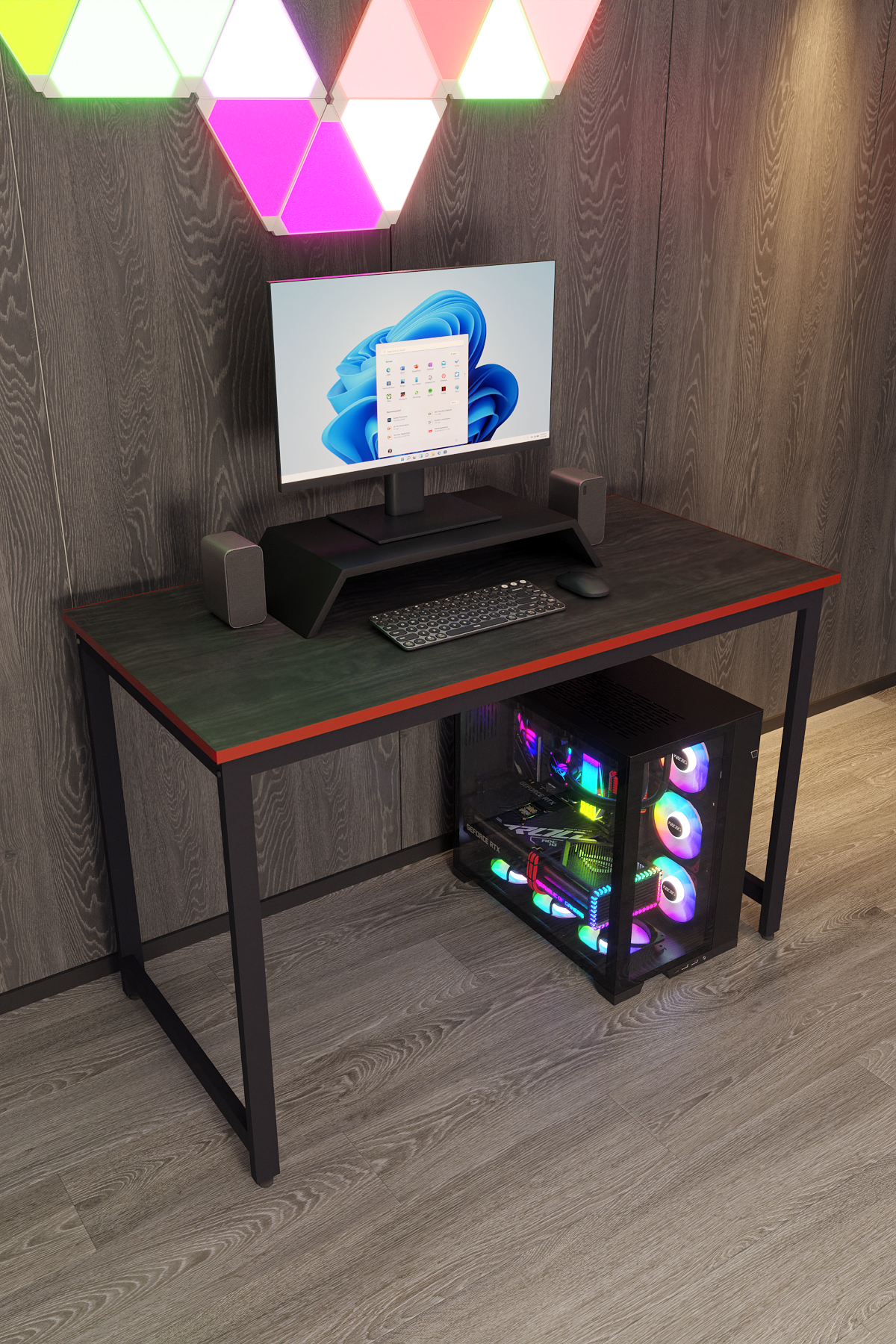 Flinder Oyuncu Masası Bilgisayar Masası Gaming Masa 60x120 | Siyah Kırmızı Gamer Masası