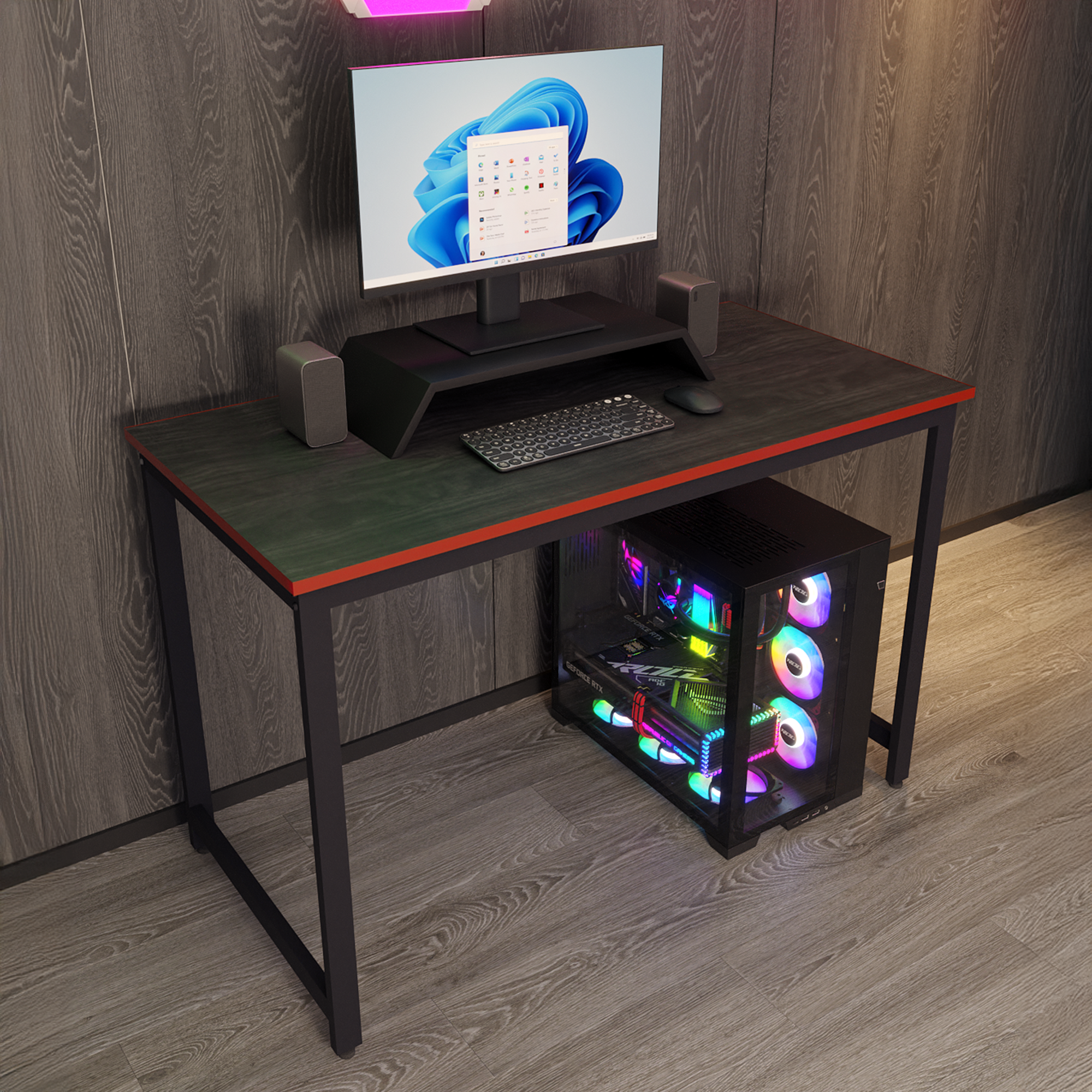 Flinder Oyuncu Masası Bilgisayar Masası Gaming Masa 60x120 | Siyah Kırmızı Gamer Masası
