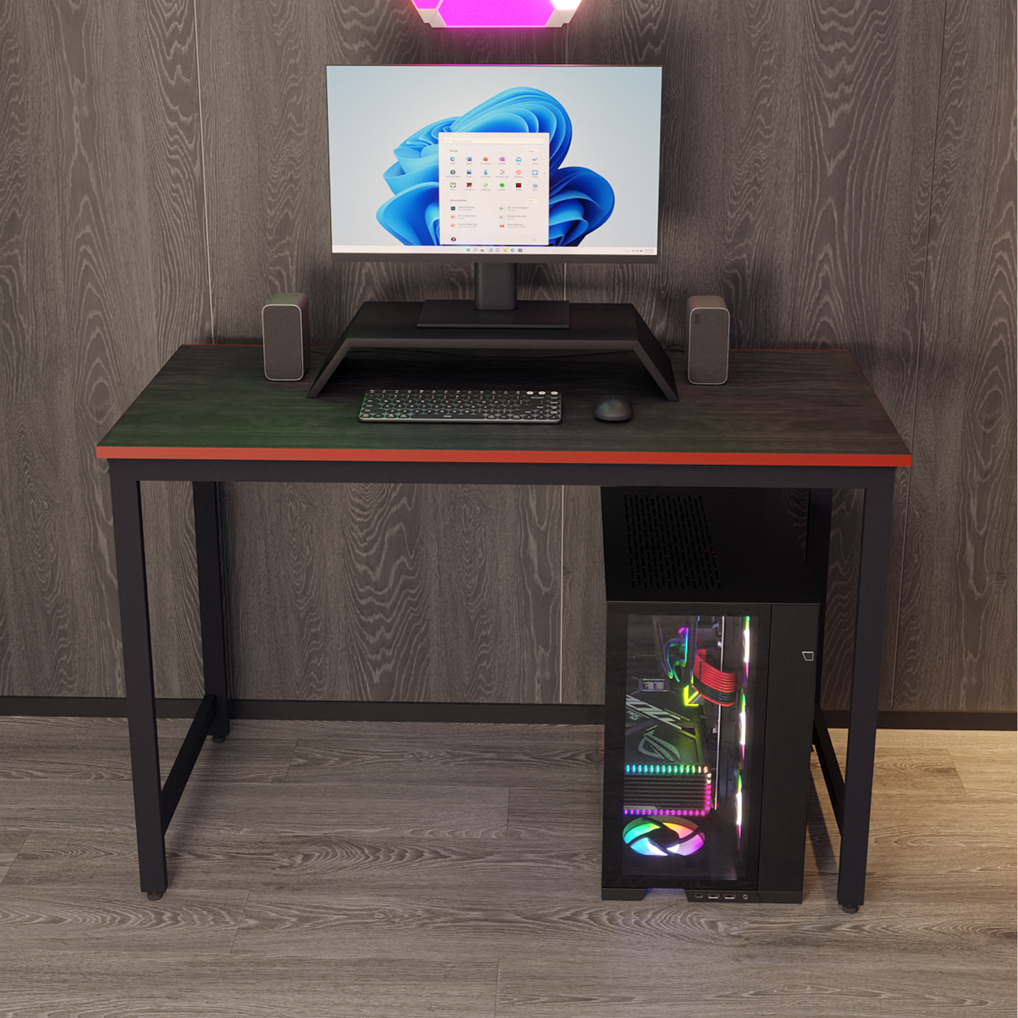 Flinder Oyuncu Masası Bilgisayar Masası Gaming Masa 60x120 | Siyah Kırmızı Gamer Masası