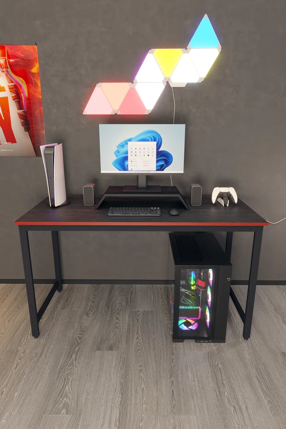 Oyuncu Masası Bilgisayar Masası Gaming Masa 60x140 | Siyah-Kırmızı Gamer Masası