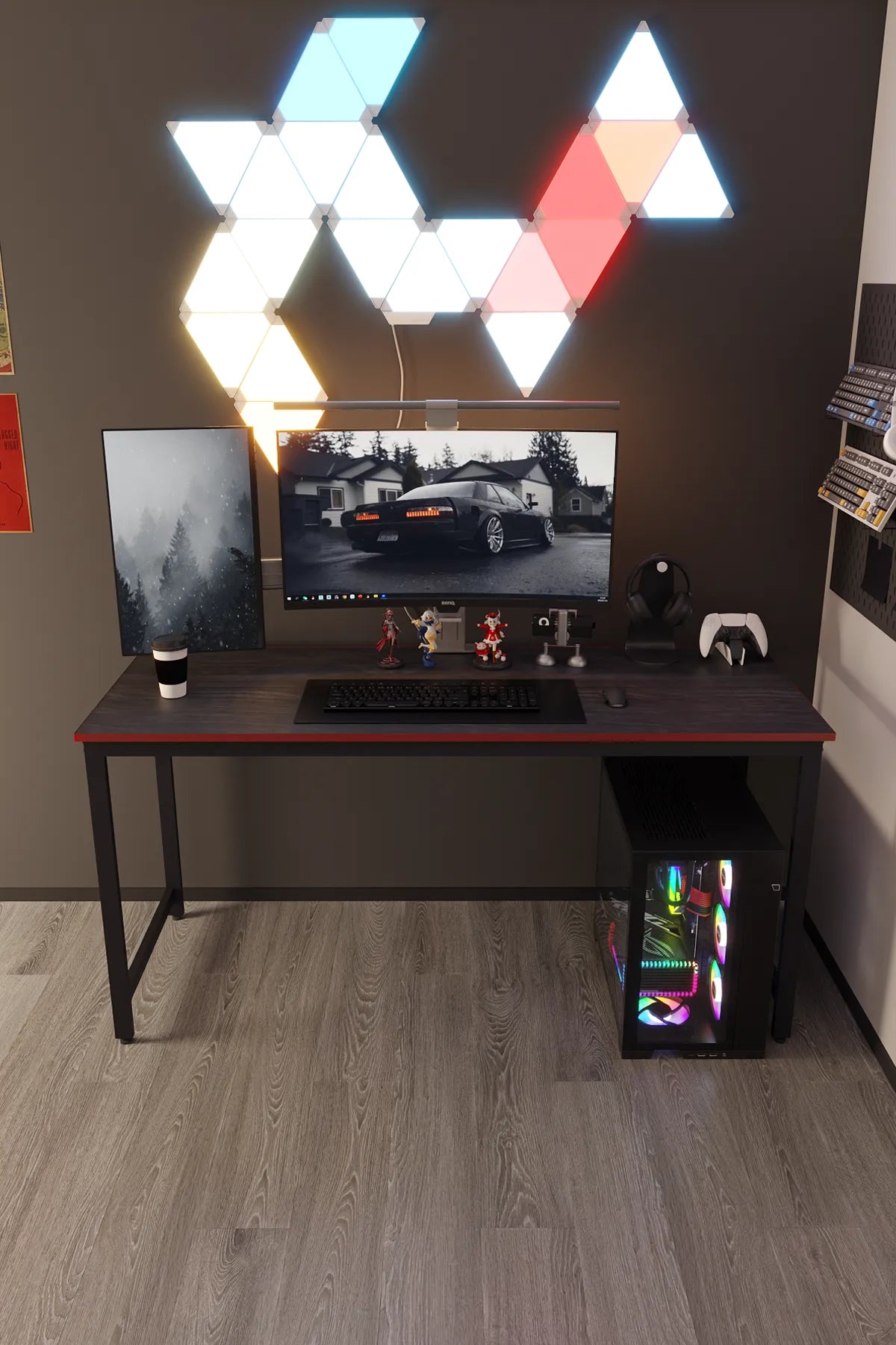 Oyuncu Masası Bilgisayar Masası Gaming Masa 60x160 | Siyah - Kırmızı Gamer Masası