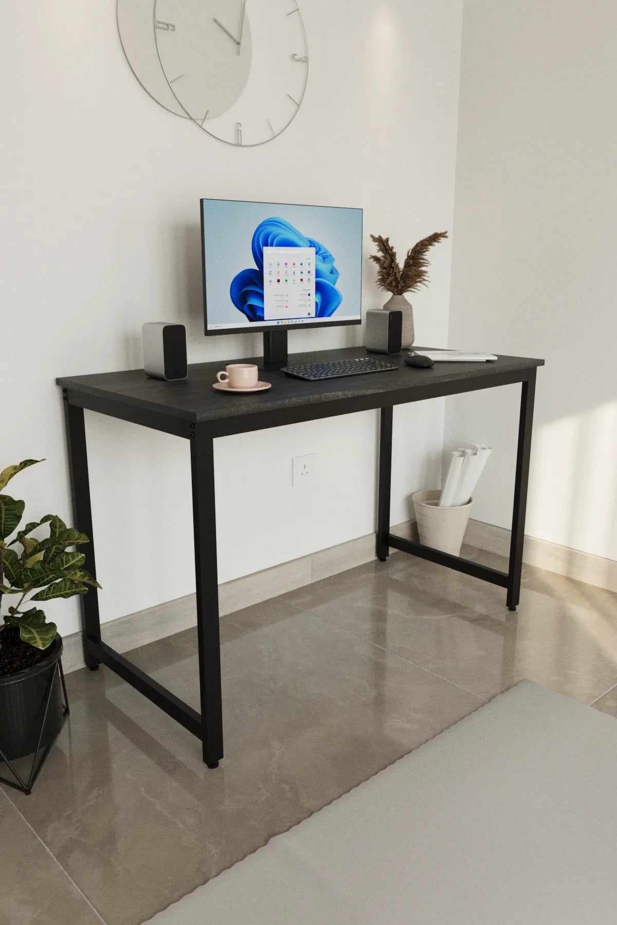 Çalışma Masası Bilgisayar Masası Ofis Masası 60x120 | Siyah Yüzey – Siyah Ayak