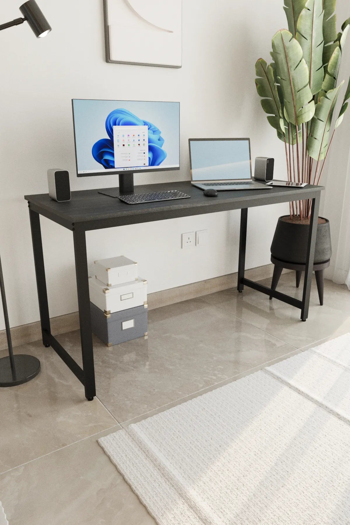 Çalışma Masası Bilgisayar Masası Ofis Masası 60x140 | Siyah – Siyah Ayak