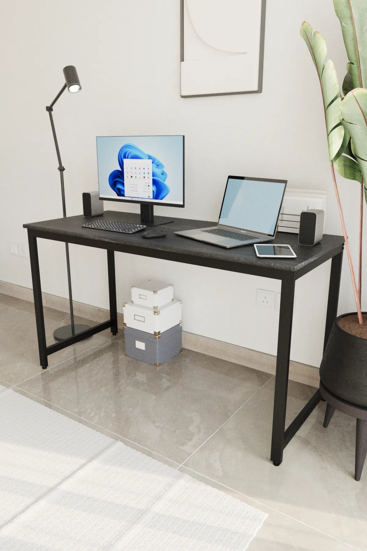 Çalışma Masası Bilgisayar Masası Ofis Masası 60x140 | Siyah – Siyah Ayak