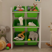 6 Sepetli Montessori Oyuncak Dolabı | Çok Amaçlı Düzenleyici Dolap - Yeşil