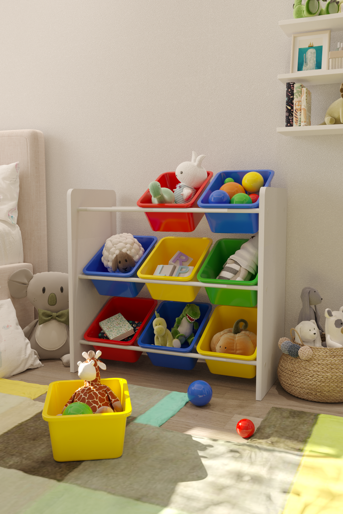 Flinder 9 Sepetli Montessori Oyuncak Dolabı | Çok Amaçlı Düzenleyici Dolap - Çok Renkli Dolap