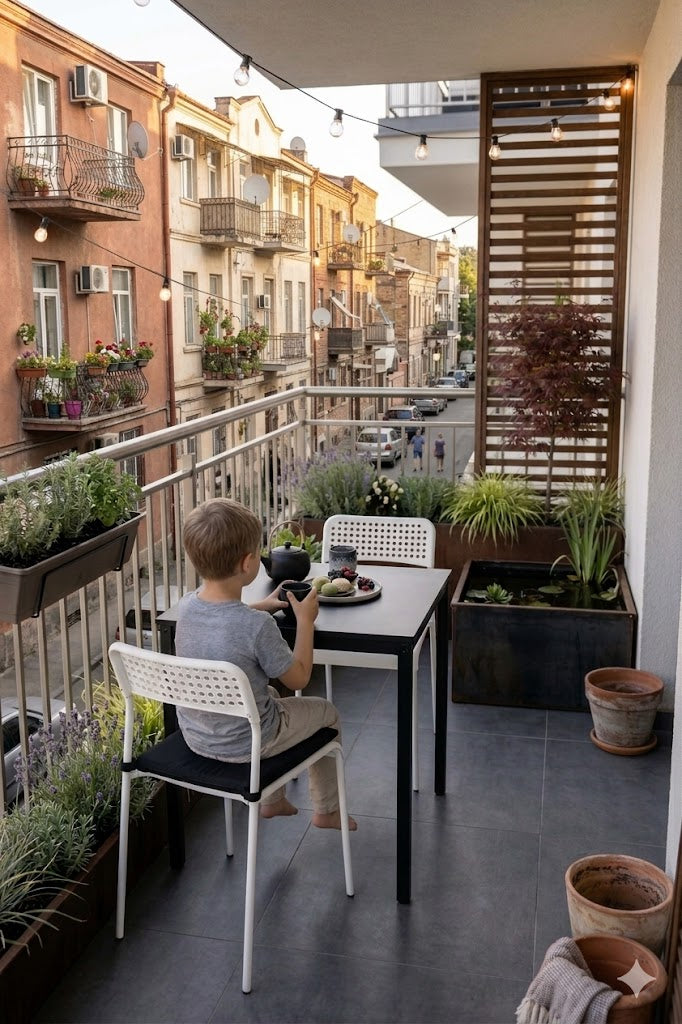 Flinder Minderli Bahçe Takımı - 3'lü Balkon Masa Sandalye - Bahçe Mobilyası - Yemek Masası