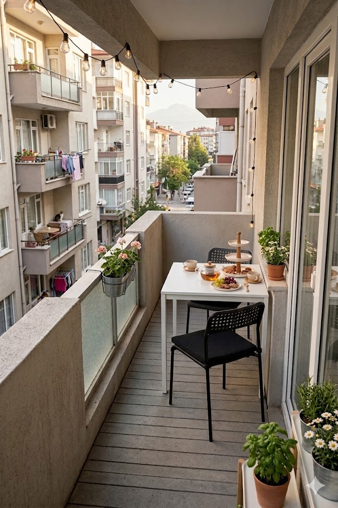 Flinder Minderli Bahçe Takımı - 3'lü Balkon Masa Sandalye - Bahçe Mobilyası - Yemek Masası