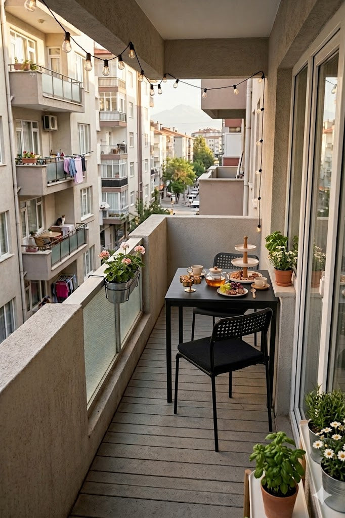Flinder Minderli Bahçe Takımı - 3'lü Balkon Masa Sandalye - Bahçe Mobilyası - Yemek Masası