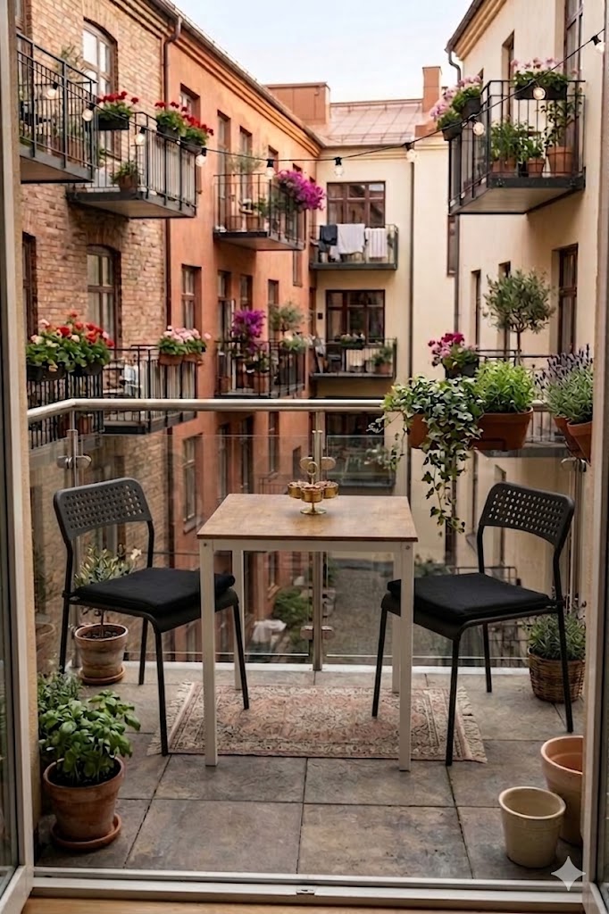Flinder Minderli Bahçe Takımı - 3'lü Balkon Masa Sandalye - Bahçe Mobilyası - Yemek Masası