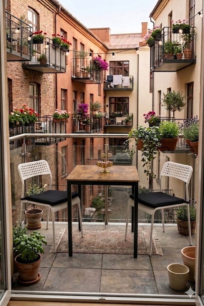 Flinder Minderli Bahçe Takımı - 3'lü Balkon Masa Sandalye - Bahçe Mobilyası - Yemek Masası